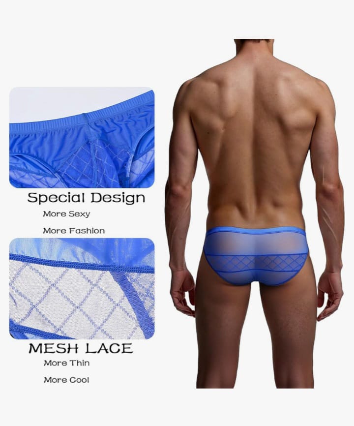 Men’s Underwear Mesh Pouch Briefs See Through Low Rise Ultra Thin Breathable